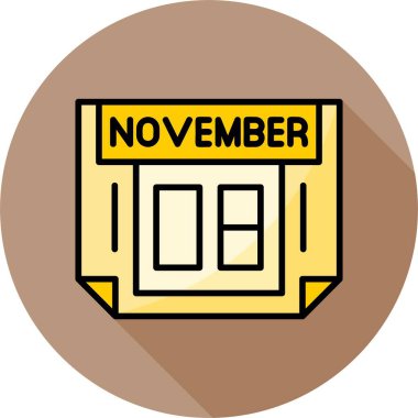 08 Kasım takvim simgesi, vektör illüstrasyonu