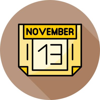 13 Kasım takvim simgesi, vektör illüstrasyonu