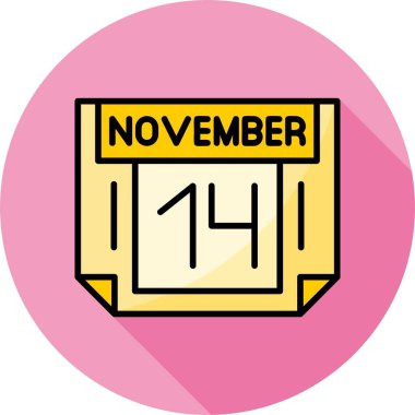14 Kasım takvim simgesi, vektör illüstrasyonu