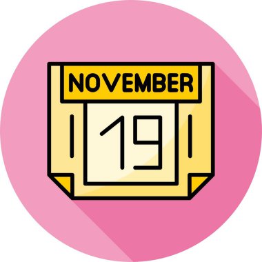 19 Kasım takvim simgesi, vektör illüstrasyonu