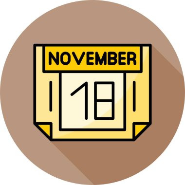 18 Kasım takvim simgesi, vektör illüstrasyonu