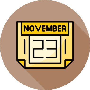 23 Kasım takvim simgesi, vektör illüstrasyonu