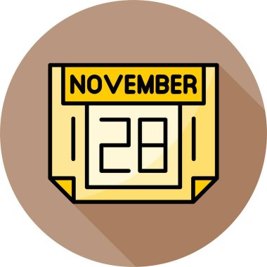 28 Kasım takvim simgesi, vektör illüstrasyonu