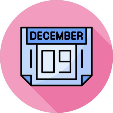 09 Aralık takvim simgesi, vektör illüstrasyonu