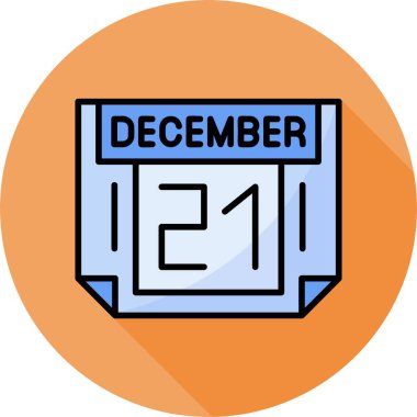 21 Aralık takvim simgesi, vektör illüstrasyonu