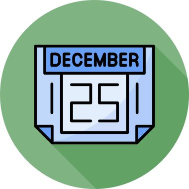 25 Aralık takvim simgesi, vektör illüstrasyonu