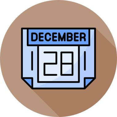 28 Aralık takvim simgesi, vektör illüstrasyonu