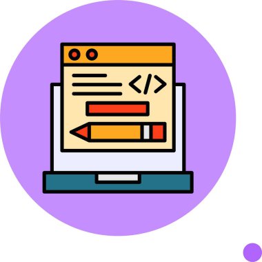 Dizüstü bilgisayardaki Kod simgesini, vektör illüstrasyonunu düzenle  