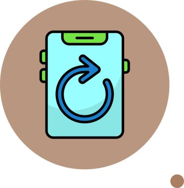 Renkli arkaplan, vektör illüstrasyonunda simgeyi döndür  