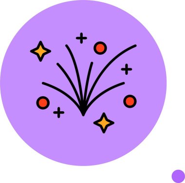 Renkli arkaplanda havai fişek simgesi, vektör illüstrasyonu  