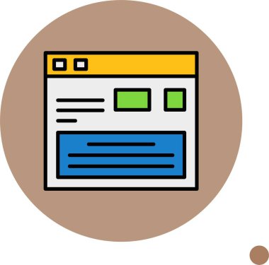 Kahverengi dairenin içinde renkli web sitesi yerleşim simgesi