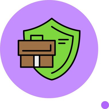 Yeşil güvenlik kalkanıyla örtüşen evrak çantası simgesi