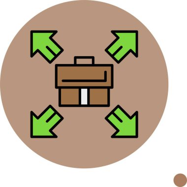 Dışarıyı gösteren dört yeşil okla çevrili evrak çantası.