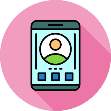 Akıllı telefon ekranında profil simgesi, vektör illüstrasyonu