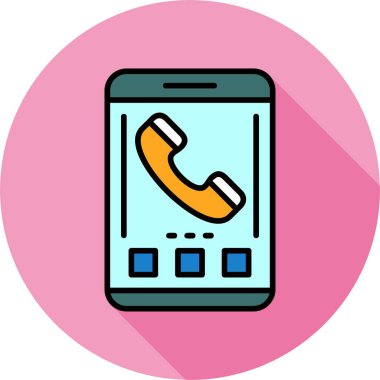 Akıllı telefon ekranında telefon simgesi, vektör illüstrasyonu