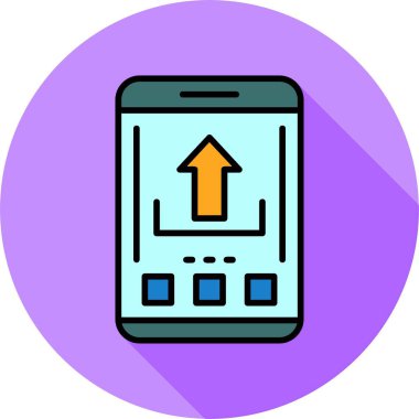 Akıllı telefon ekranına simge yükle, vektör illüstrasyonuName