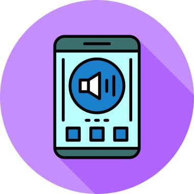 Akıllı telefon ekranındaki ses simgesi, vektör illüstrasyonu
