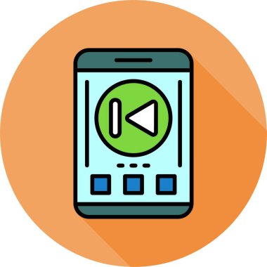 Akıllı telefon ekranındaki geri simge, vektör illüstrasyonunu atla