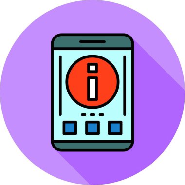 Akıllı telefon ekranında bilgi simgesi, vektör illüstrasyonu