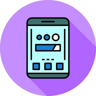 Akıllı telefon ekranına simge yükleniyor, vektör illüstrasyonu