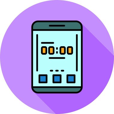 Akıllı telefon ekranında saat simgesi, vektör illüstrasyonu