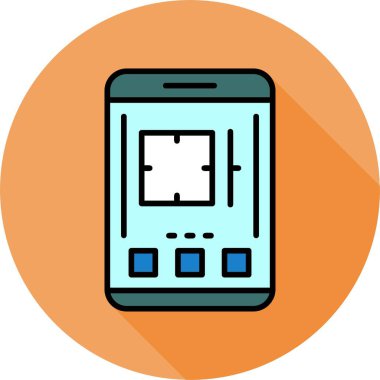 Akıllı telefon ekranında kamera simgesi, vektör illüstrasyonu