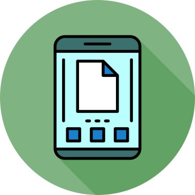 Akıllı telefon ekranındaki dosya simgesi, vektör illüstrasyonu