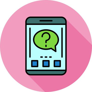 Akıllı telefon ekranındaki soru simgesi, vektör illüstrasyonu