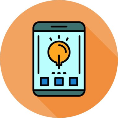 Akıllı telefon ekranında ampul simgesi, vektör illüstrasyonu