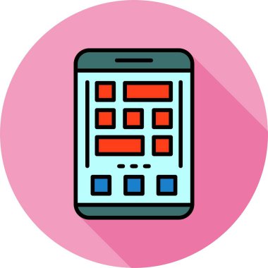 Akıllı telefon ekranındaki ızgara simgesi, vektör illüstrasyonu