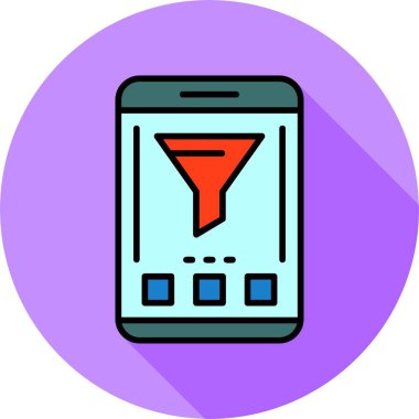 Akıllı telefon ekranındaki filtre simgesi, vektör illüstrasyonu