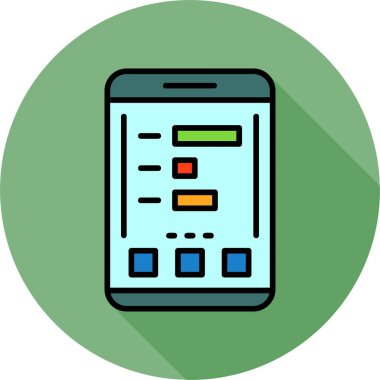 Akıllı telefon ekranında istatistik simgesi, vektör illüstrasyonu