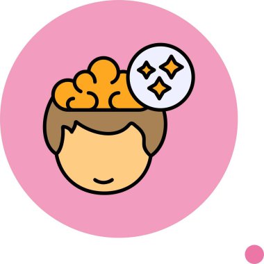 Karikatür kafası beyni ve parlak düşünceleri gösteriyor.