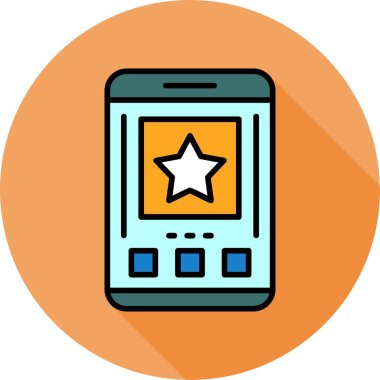 Akıllı telefon ekranında yıldız simgesi, vektör illüstrasyonu