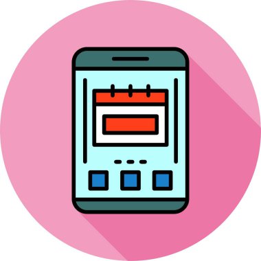 Akıllı telefon ekranında takvim simgesi, vektör illüstrasyonu