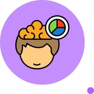 Renkli pasta grafiği simgesini analiz eden çizgi film beyni