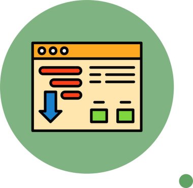 Ok ve düğmeleri gösteren renkli web sitesi arayüzü