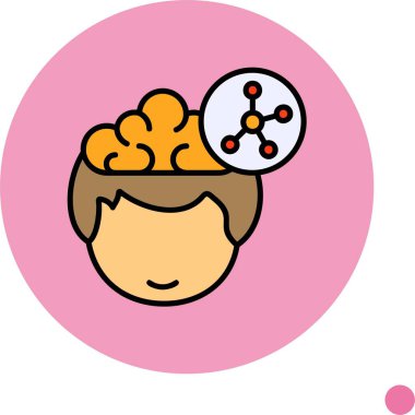 Bağlı ağ düğümleriyle çizgi film beyin düşüncesi