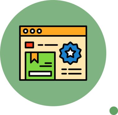 Rozet simgesi ve yeşil içeriği gösteren web sayfası