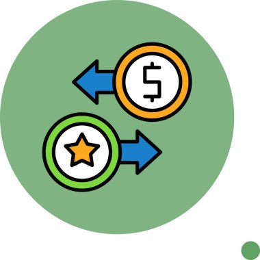 Renkli oklar kullanarak ödüller için para değişimi