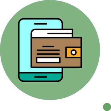 Mobil cüzdan - yassı biçiminde çağdaş vektör simgesi