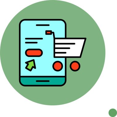 Çevrimiçi alışveriş - modern sunum için basit vektör simgesi