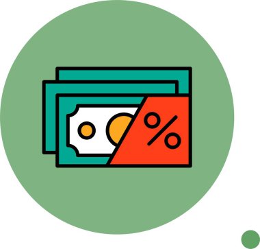 Yığılmış dolar banknotları yüzdelik sembol simgesini gösterir