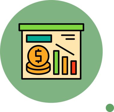 Düşen çubuk grafiğini gösteren renkli finansal tablo