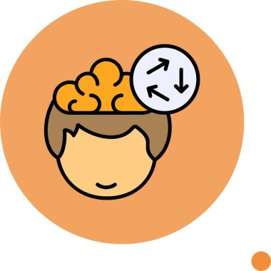 Çizgi film karakteri beyni ve genişleyen okları gösteriyor