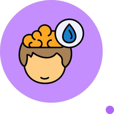 Kafanın içindeki çizgi film beyni su damlasını gösteriyor.