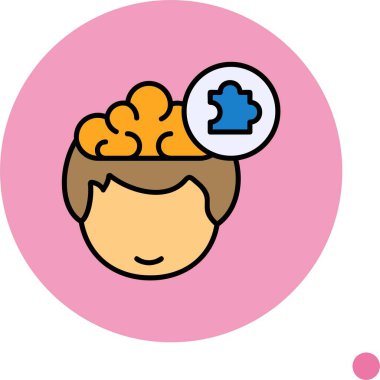 Beyin ve yapboz parçalarını gösteren çizgi film başlığı