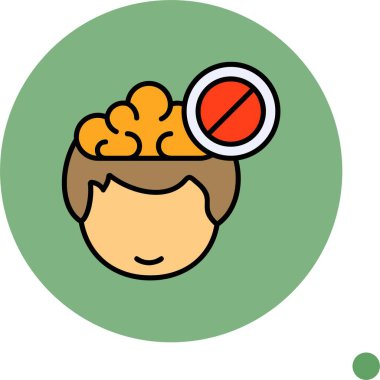 Kafasının içinde içki yasağı sembolü olan çizgi film beyni.