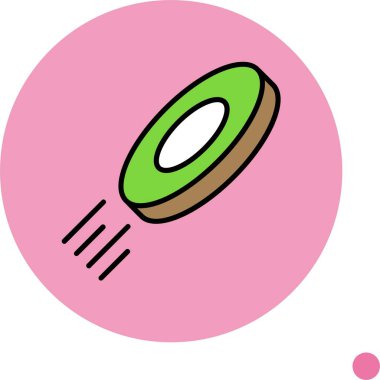 Yeşil kivi dilimi pembe arka planda uçuşuyor