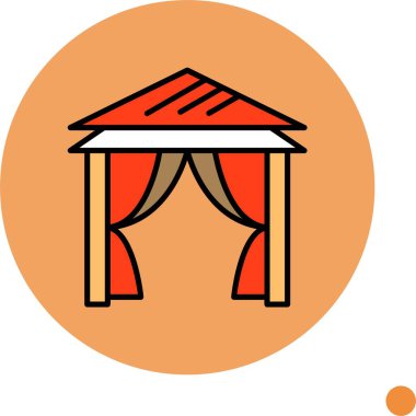 Ahşap sahne içinde asılı kırmızı perdeler